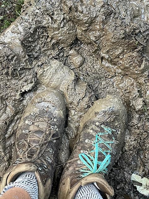 Muddy shoes tell the story