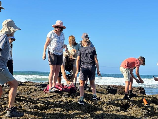 Group on rocks